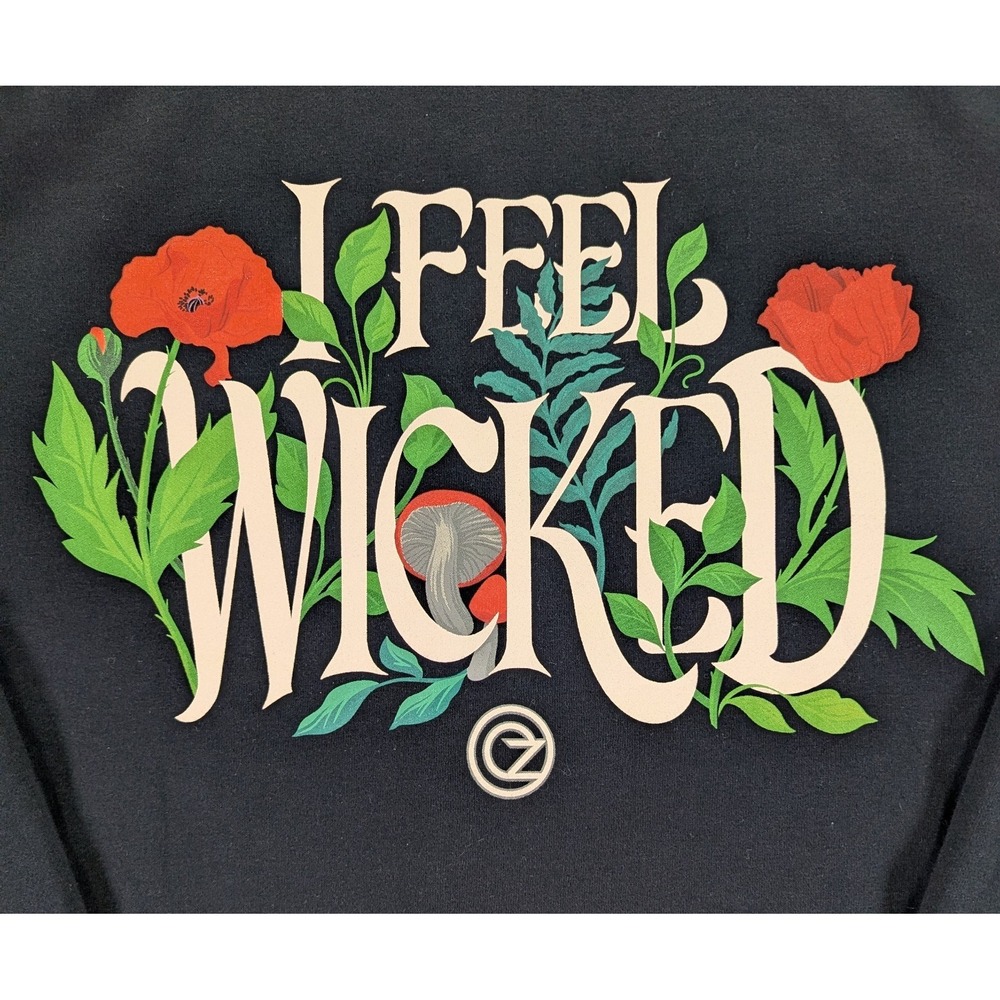 Old Navy Wicked Hoodie Unisex Size XL Black Floral I Feel Wicked Graphic - Picture 5 of 10